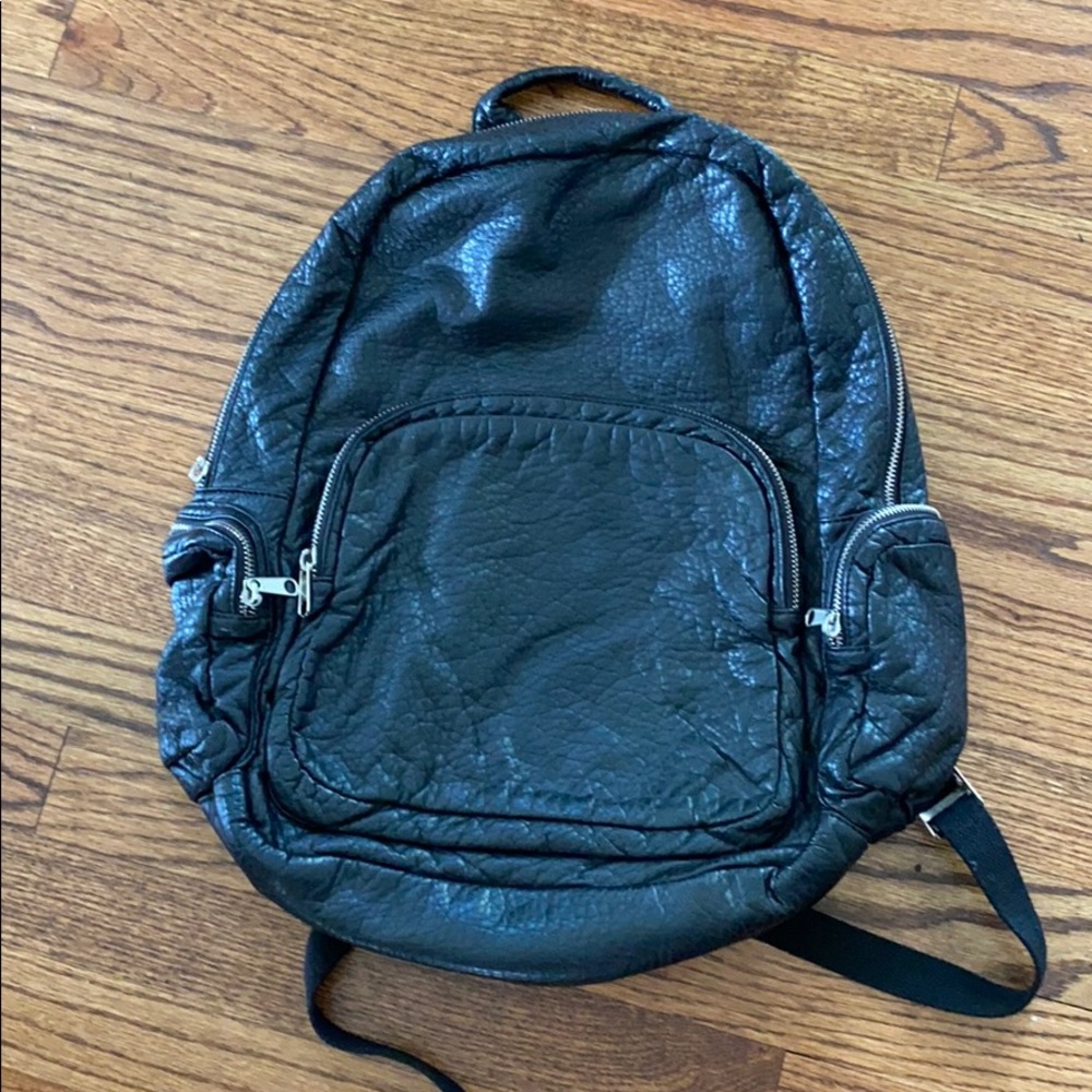 Black leather backpack